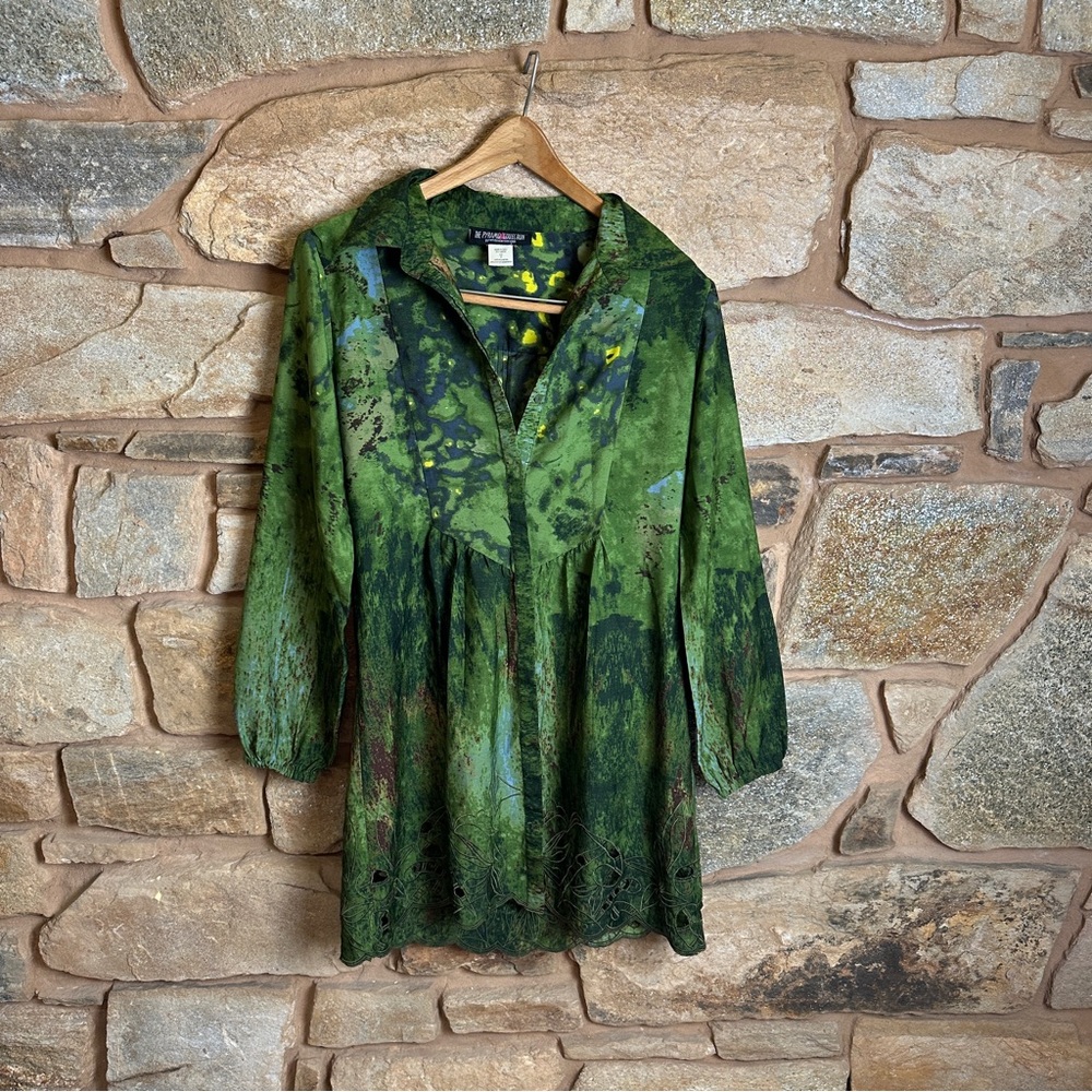 The Pyramid Collection Vibrant Green and Hippie Yellow Dress/Tunic
